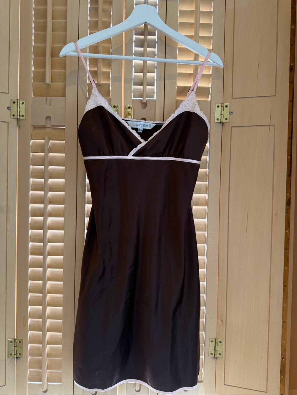 La Guêpière Brown and Pink Mini Dress in Satin